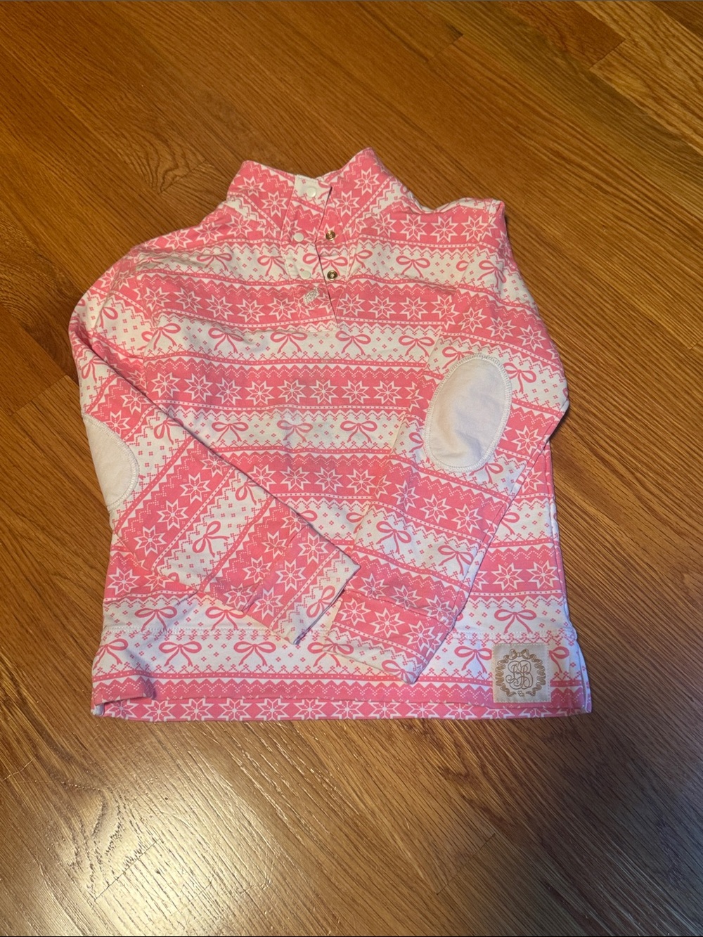 The Beaufort Bonnet Company Pink & White Fair Isle Mock Neck Pullover